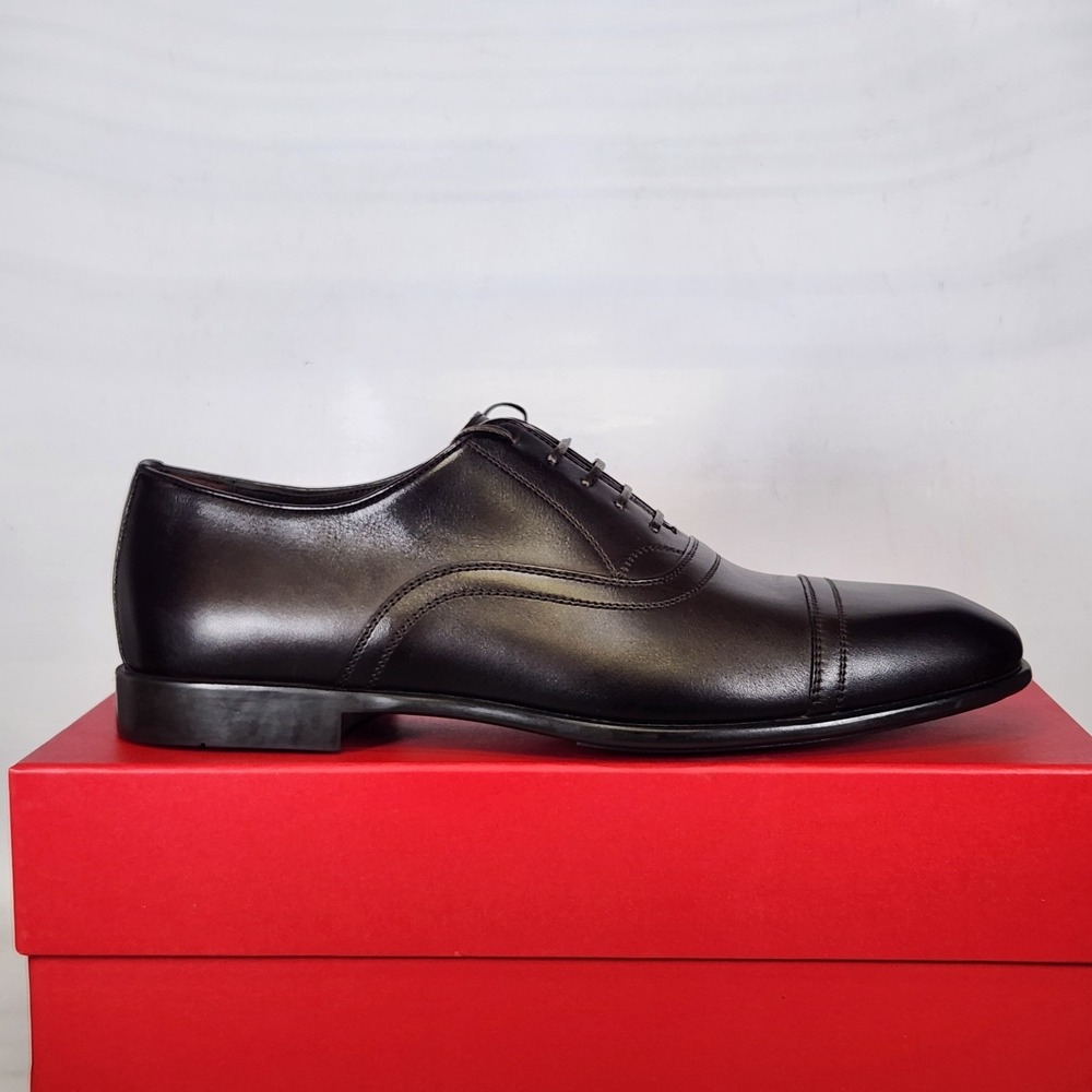Ferragamo Oxford Men Size 12 NARROW T. Moro Brown Leather Cap Toe Dress Shoes